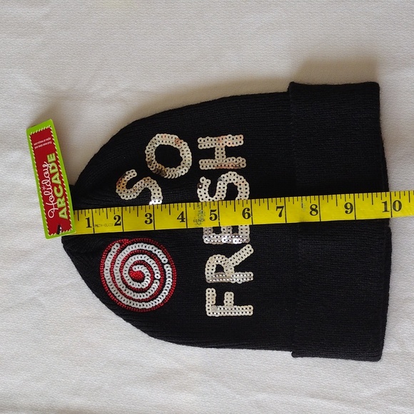 Holiday Arcade Beanie Cap Size Os Black with Sequins - Picture 6 of 7